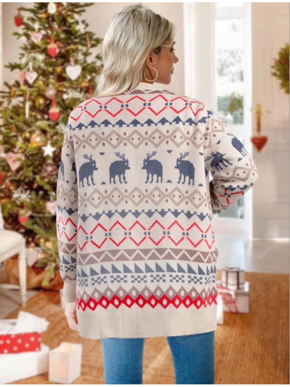 NEW Ugly Christmas Cardigan Knit Sweater Cardigans Oversized S - Picture 2 of 6